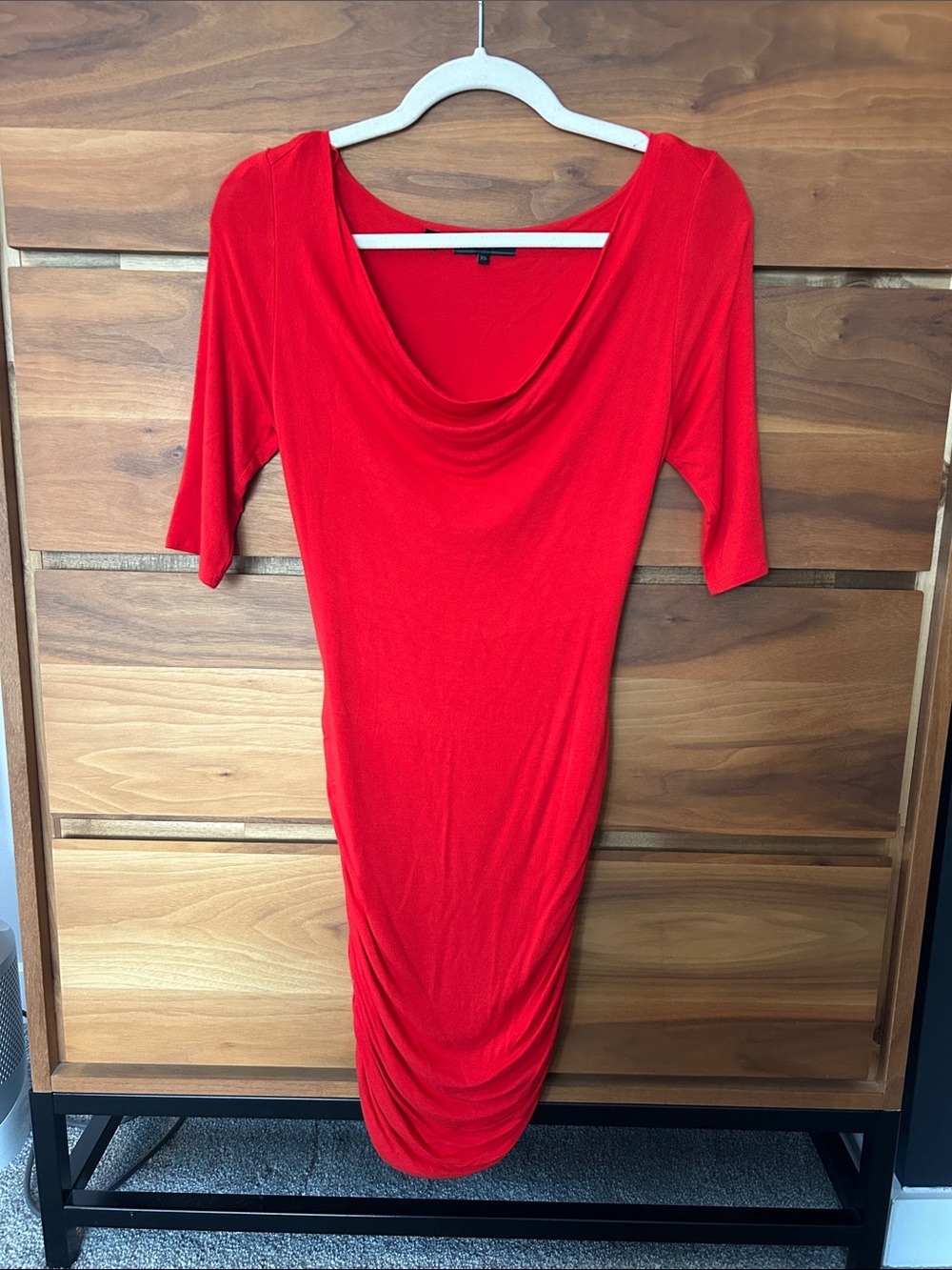 Guess Red Cowl Neck Midi Dress